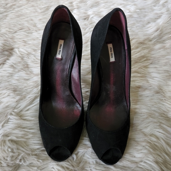Miu Miu Black Suede Heels - Picture 1 of 14